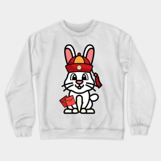 Funny rabbit celebrates lunar new year Crewneck Sweatshirt